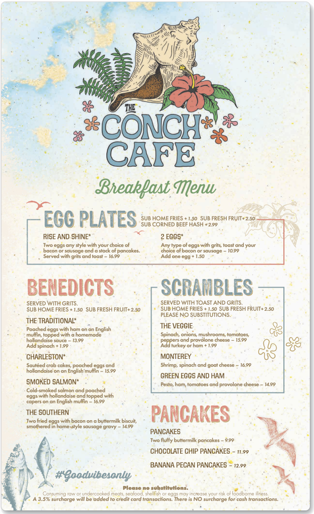 Breakfast Menu page 1